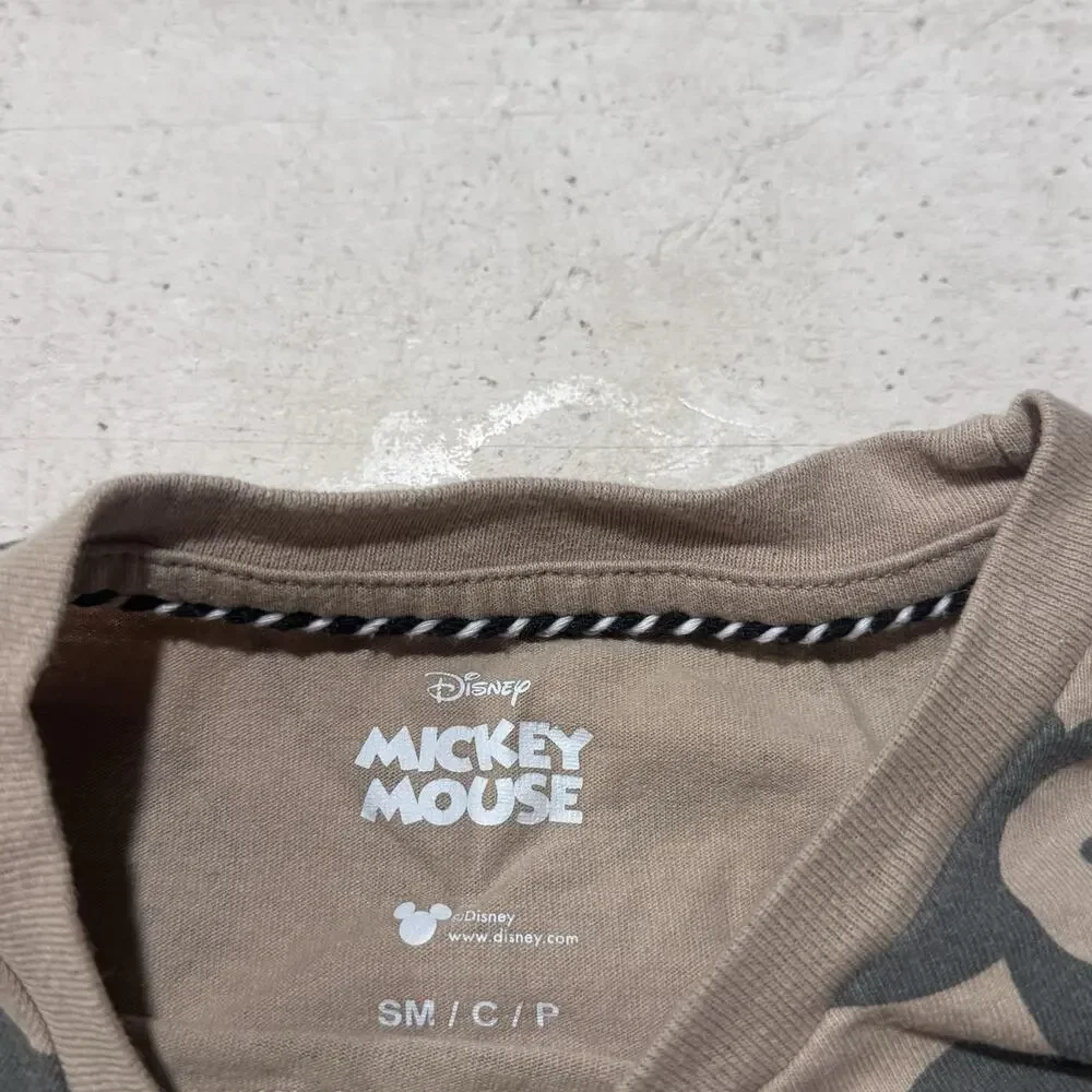 Mickey Mouse Boys T shirt Size S 5/6 Brown Red Embroidered Logo Disney